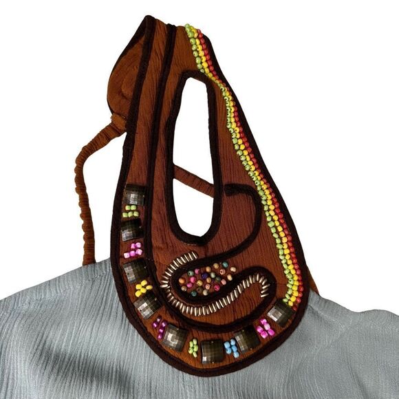 INDO MARIO Beaded Green Gauze Muni Dress Small - Picture 13 of 15